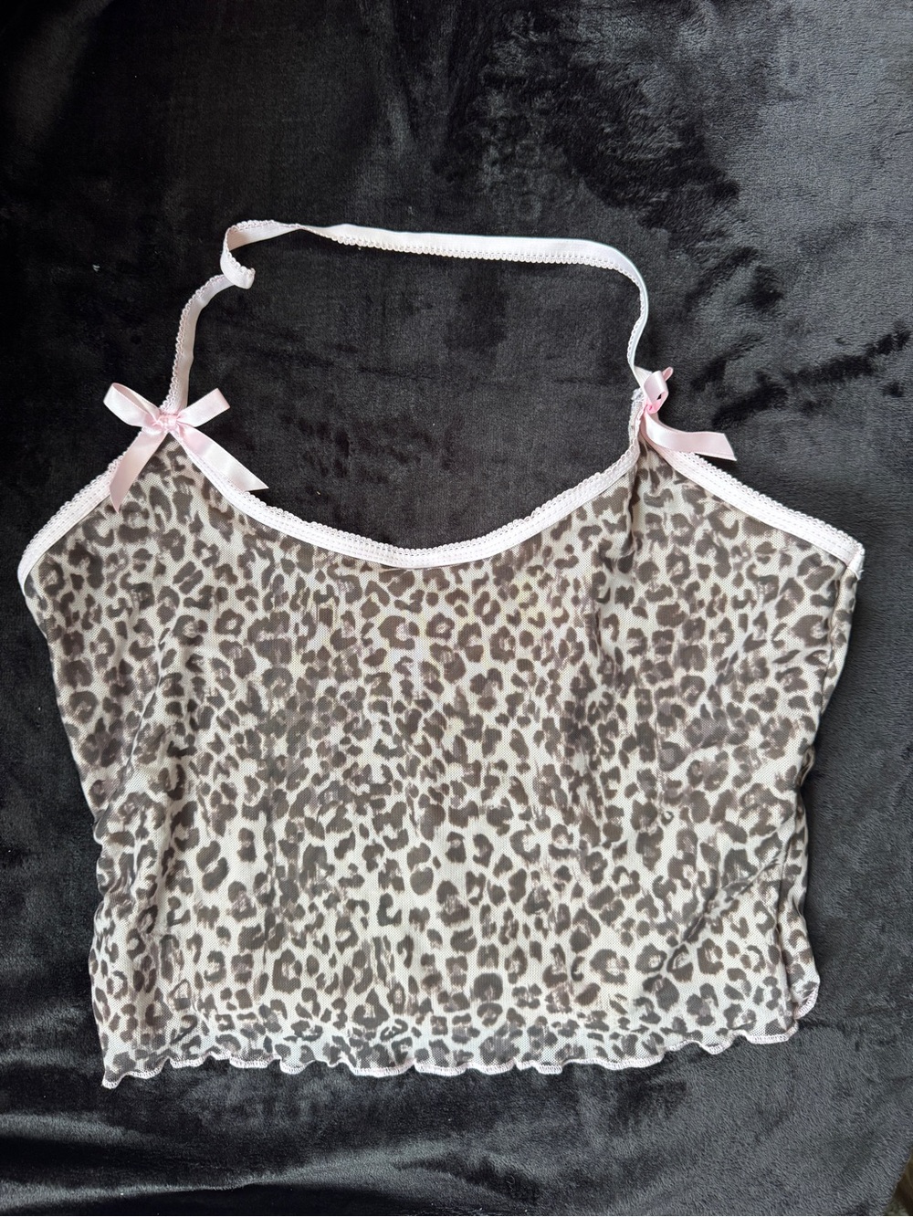 SHEIN Leopard Sheer Camisole with Pink Trim